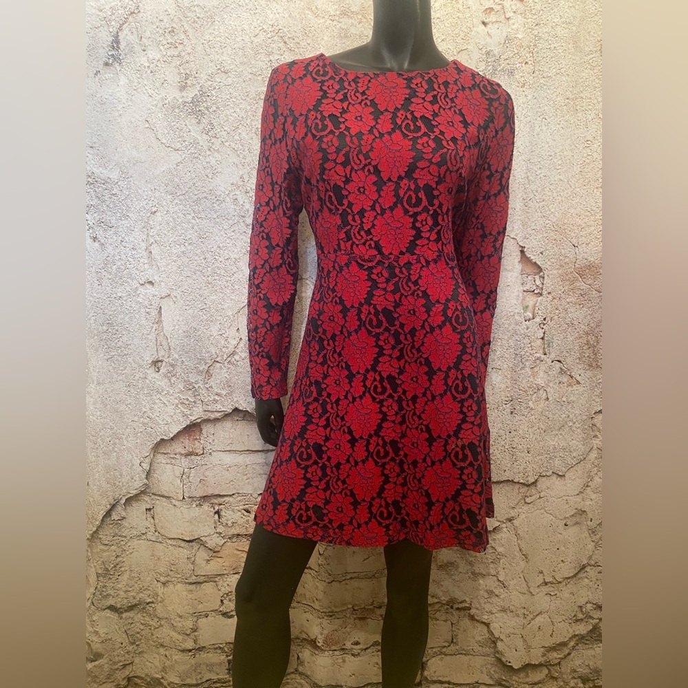 Pink Martini Red /Navy Lace Fit & Flare Dress NEW